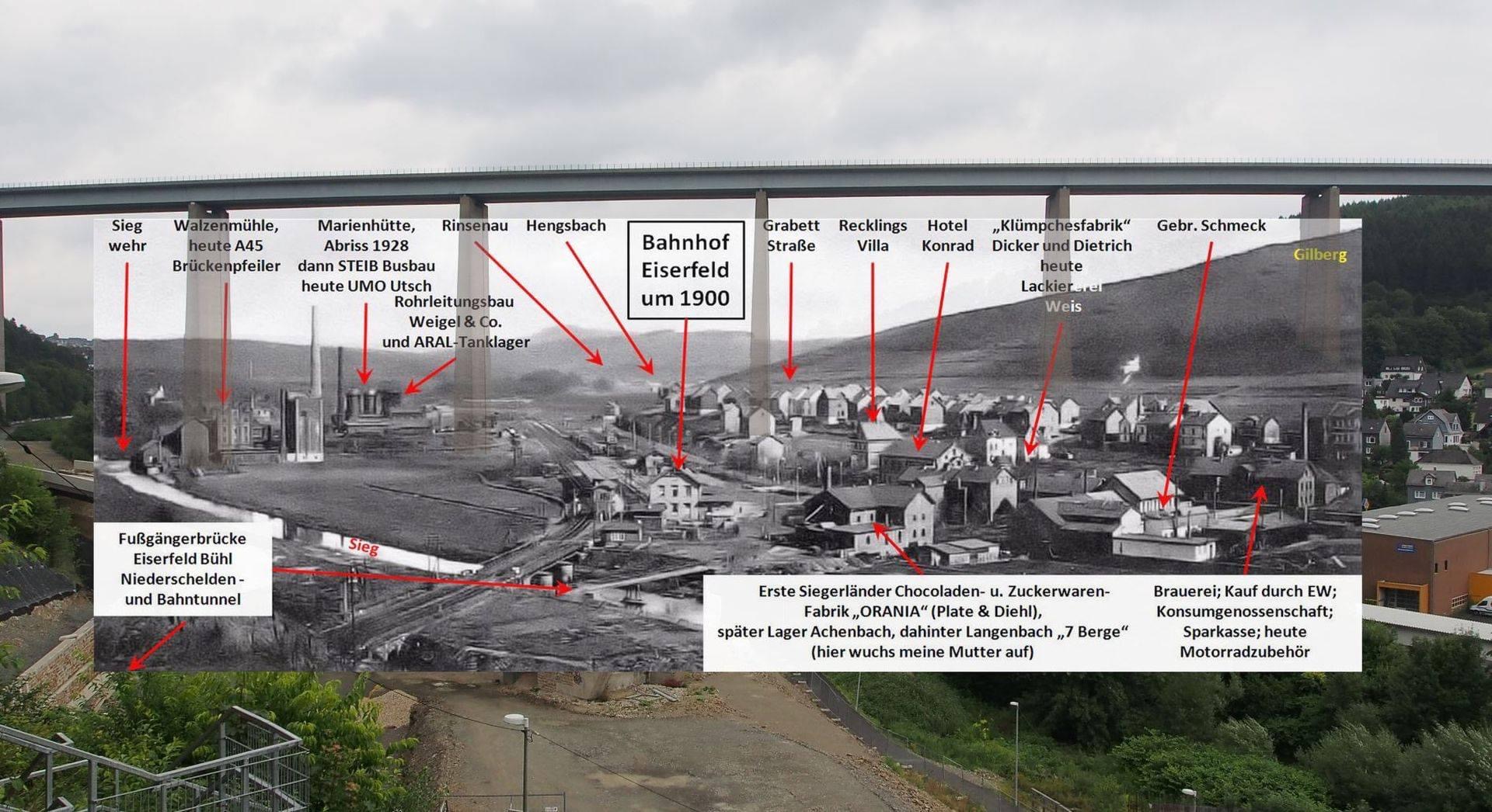 Historische Aufnahme: 1900 · Collage Heute (Eiserfeld)
