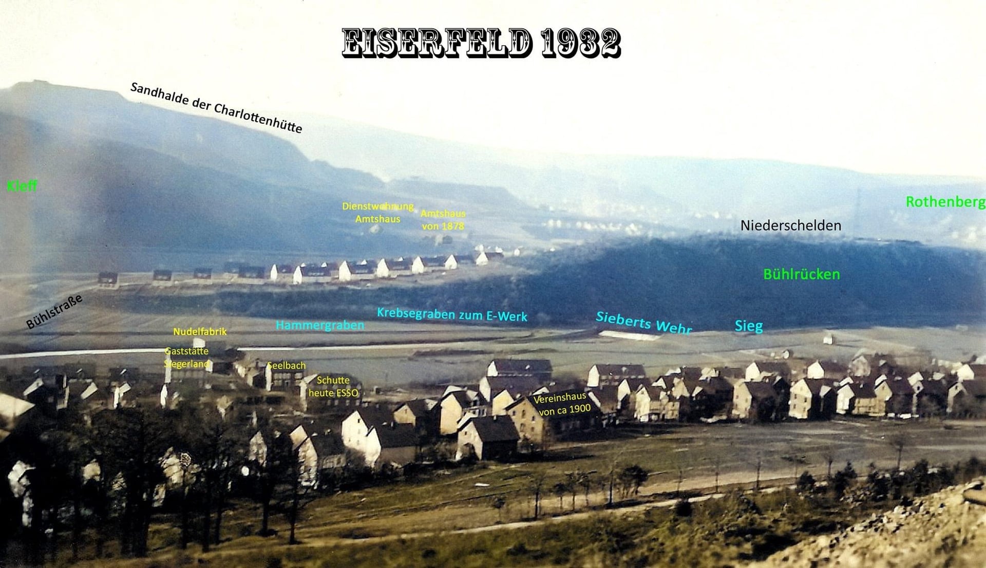 Historische Aufnahme: 1932 · Eiserfeld Richtung Niederschelden (Eiserfeld)