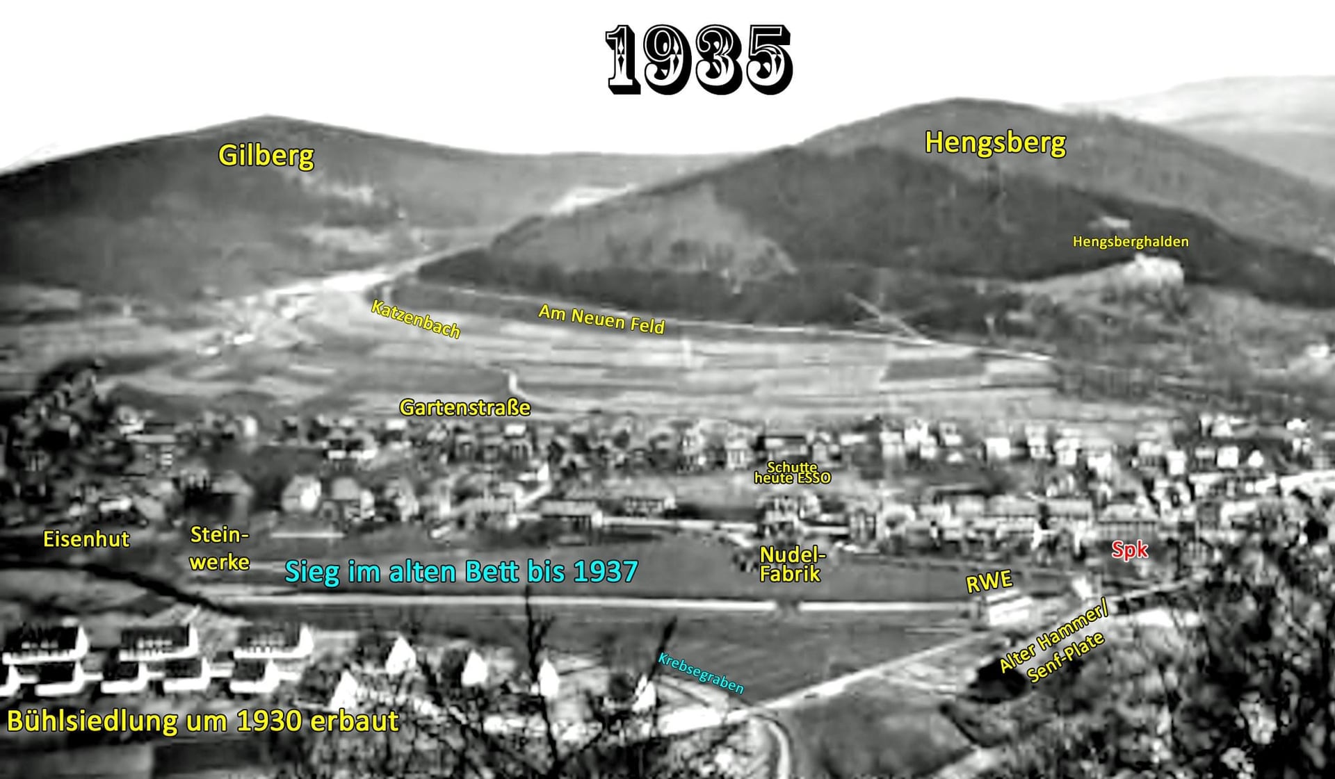 Historische Aufnahme: 1935 · Sieg Im Alten Bett (Eiserfeld)